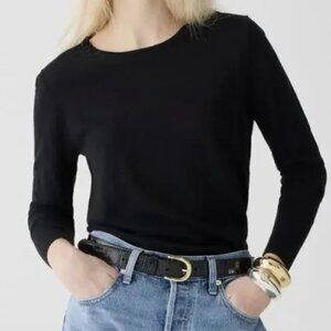 NWT J Crew Halle Fitted Crewneck Sweater in Merino Wool, Black - Womens Small